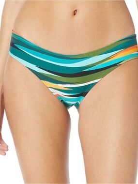 Vince Camuto Teal Green Multi-Stripe Bikini Bottom